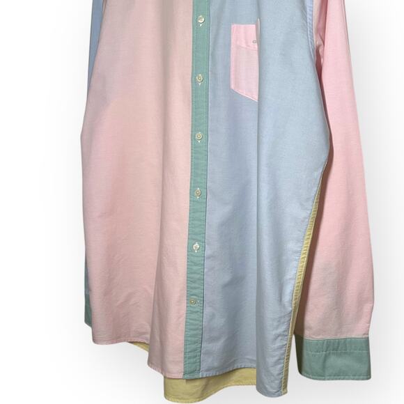 GANT Mixed Panel Oxford Button Down Shirt Pastel Colors Evening Party Night Out - Picture 7 of 13